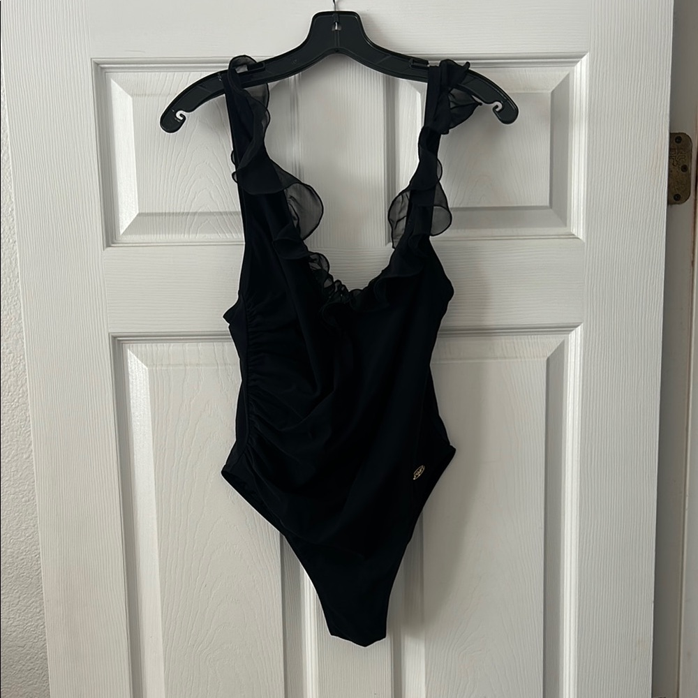 Vintage masterpiece! Black Ruffled One-Piece Swimsuit by Ungaro